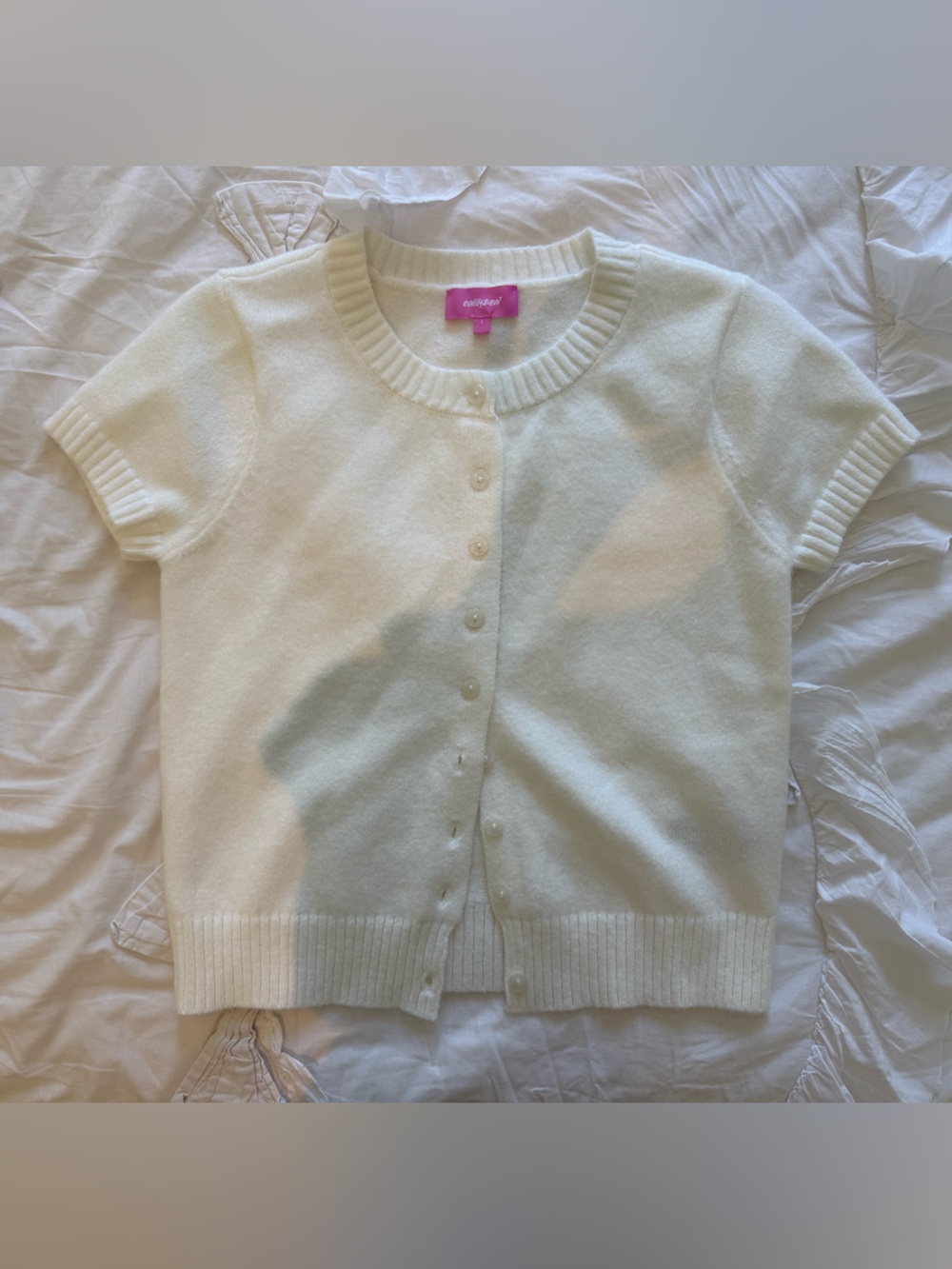 Edikted White Short Sleeve Cardigan